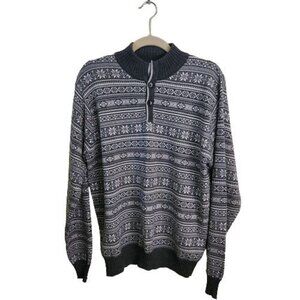 Peter Millar Wool Blend Gray FairIsle Snowflake Sweater Size M